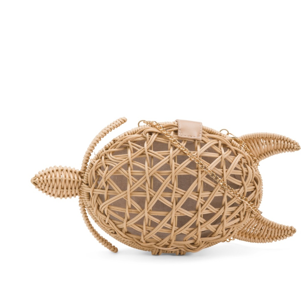 🐢 NWT Tommy Bahama Tan Woven Turtle Bag - Picture 7 of 8